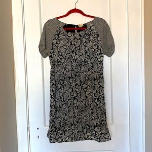 Black and white paisley mini dress.